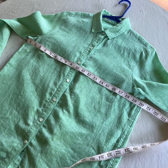 J. McLaughlin Britt Green 100% Linen Long Sleeve Button Up Shirt Size S - Picture 8 of 8